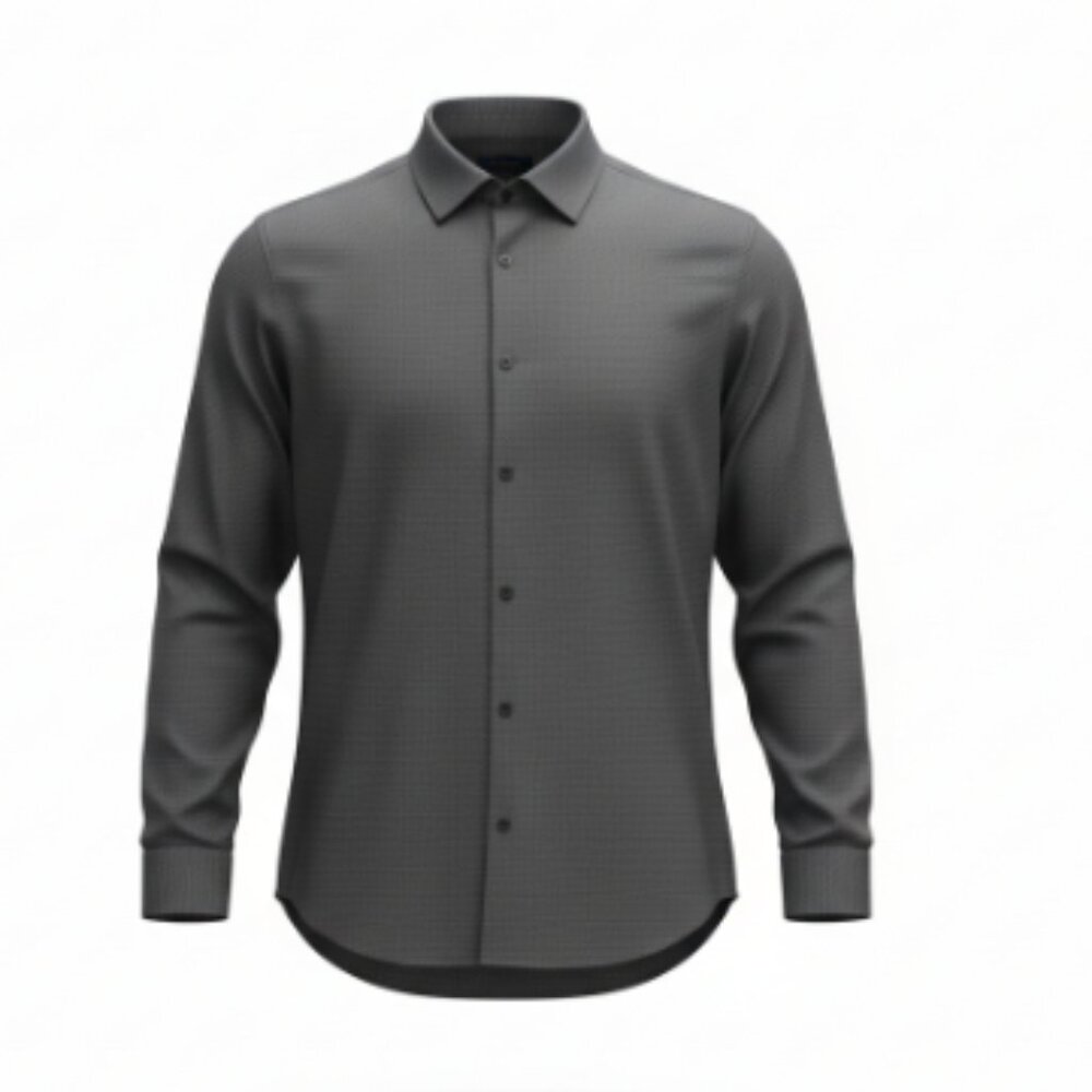 Azaro Uomo Men’s Dress Shirt 3XL Black Dot Flip Cuff Long Sleeve Italy NEW